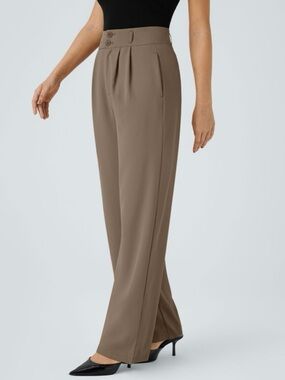 NWT HALARA High Waisted Zipper Pocket Shirred Straight Leg Work Pants